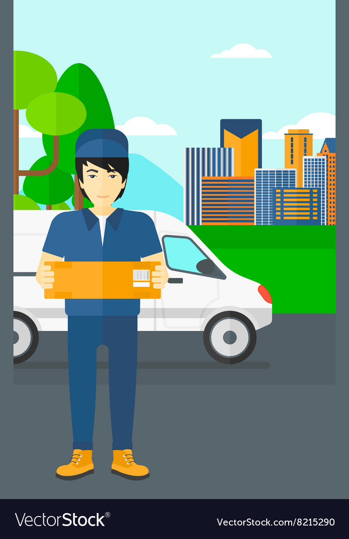 Man delivering box Royalty Free Vector Image - VectorStock