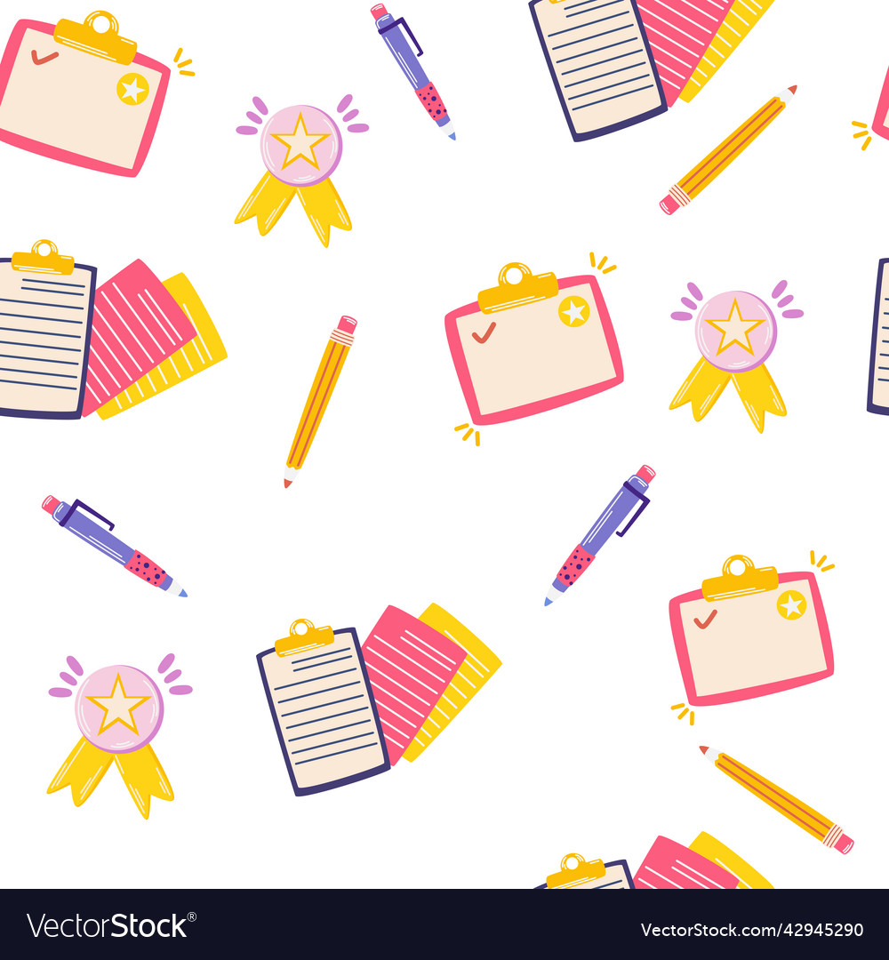 Office supplies seamless pattern folders