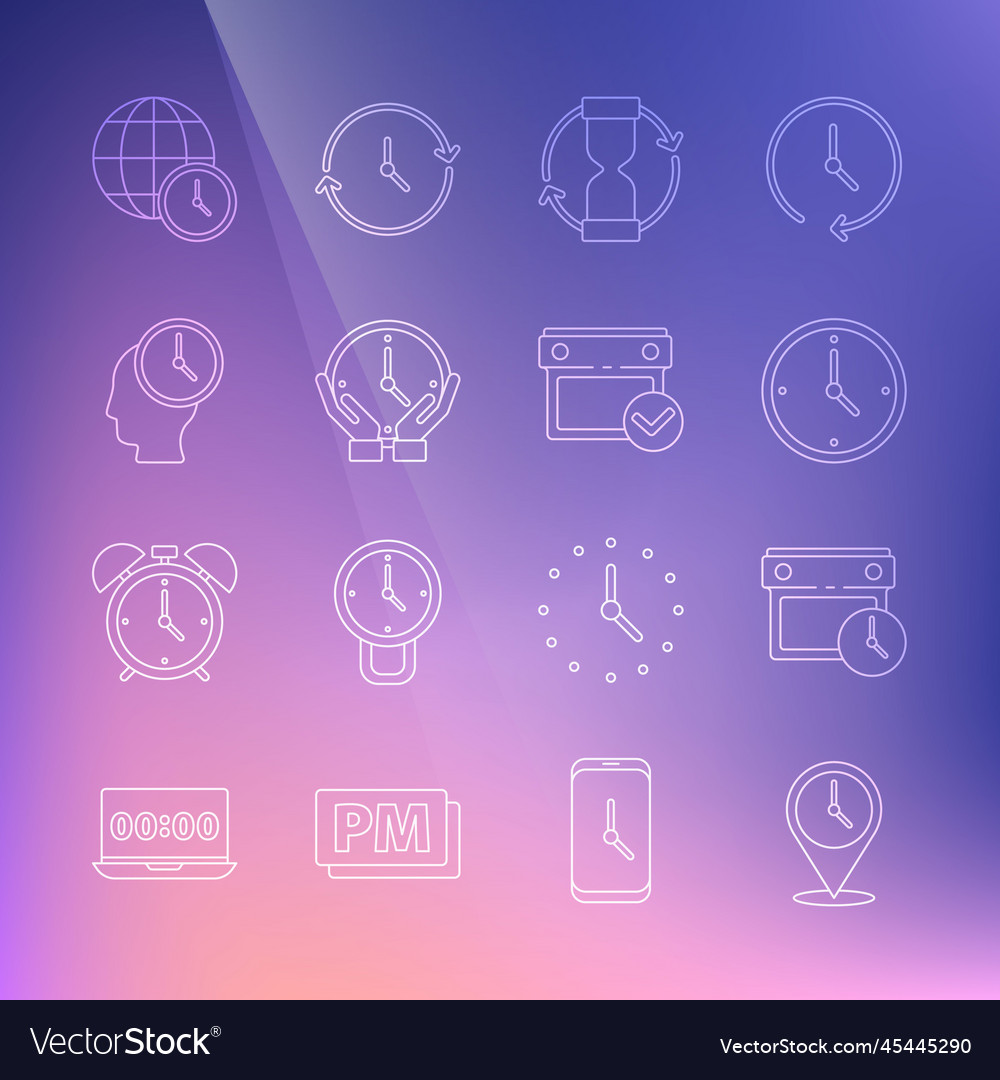 Set line location with clock calendar vector image Set line location with clock calendar