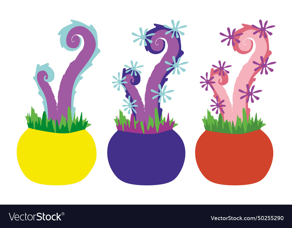 Tentacle plant in flower pot set element for game