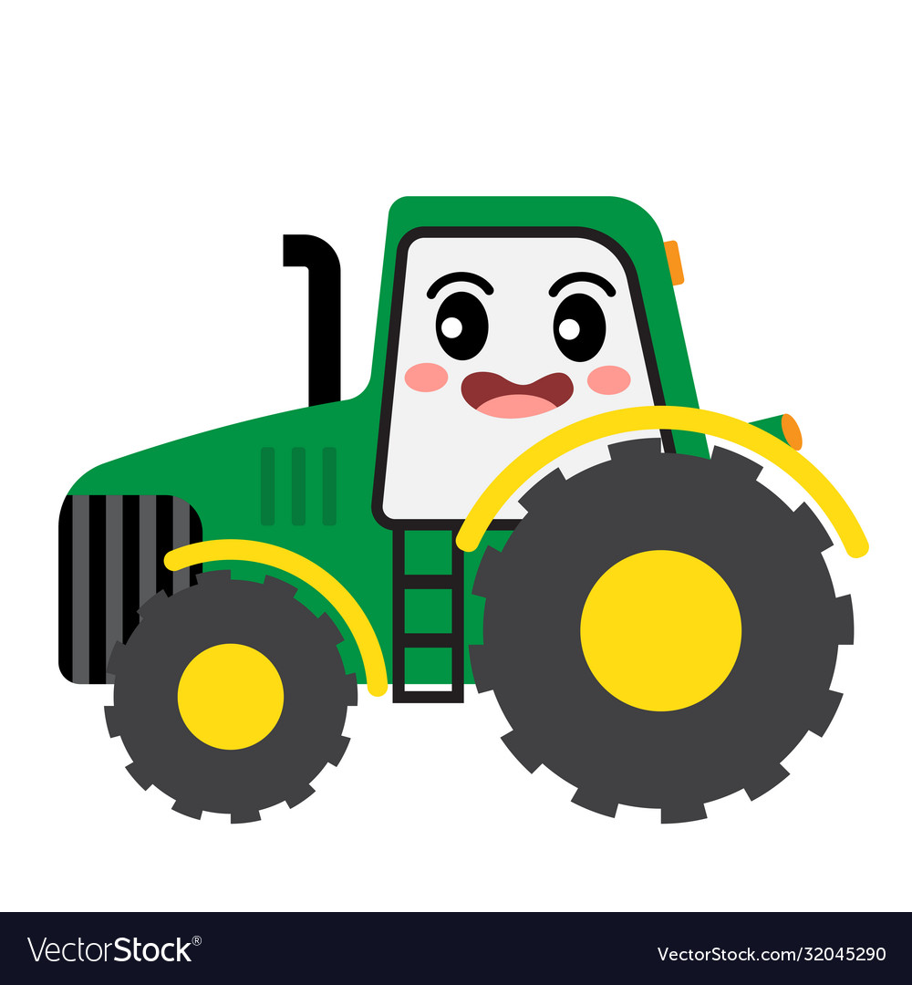 Tractor Transportation Cartoon Character Side View