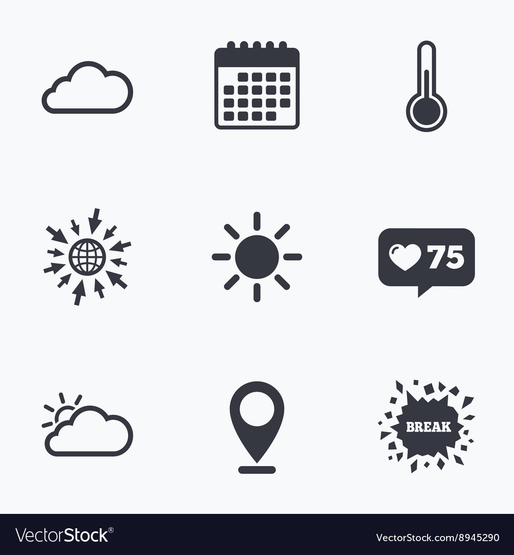 Weather icons cloud and sun temperature symbol