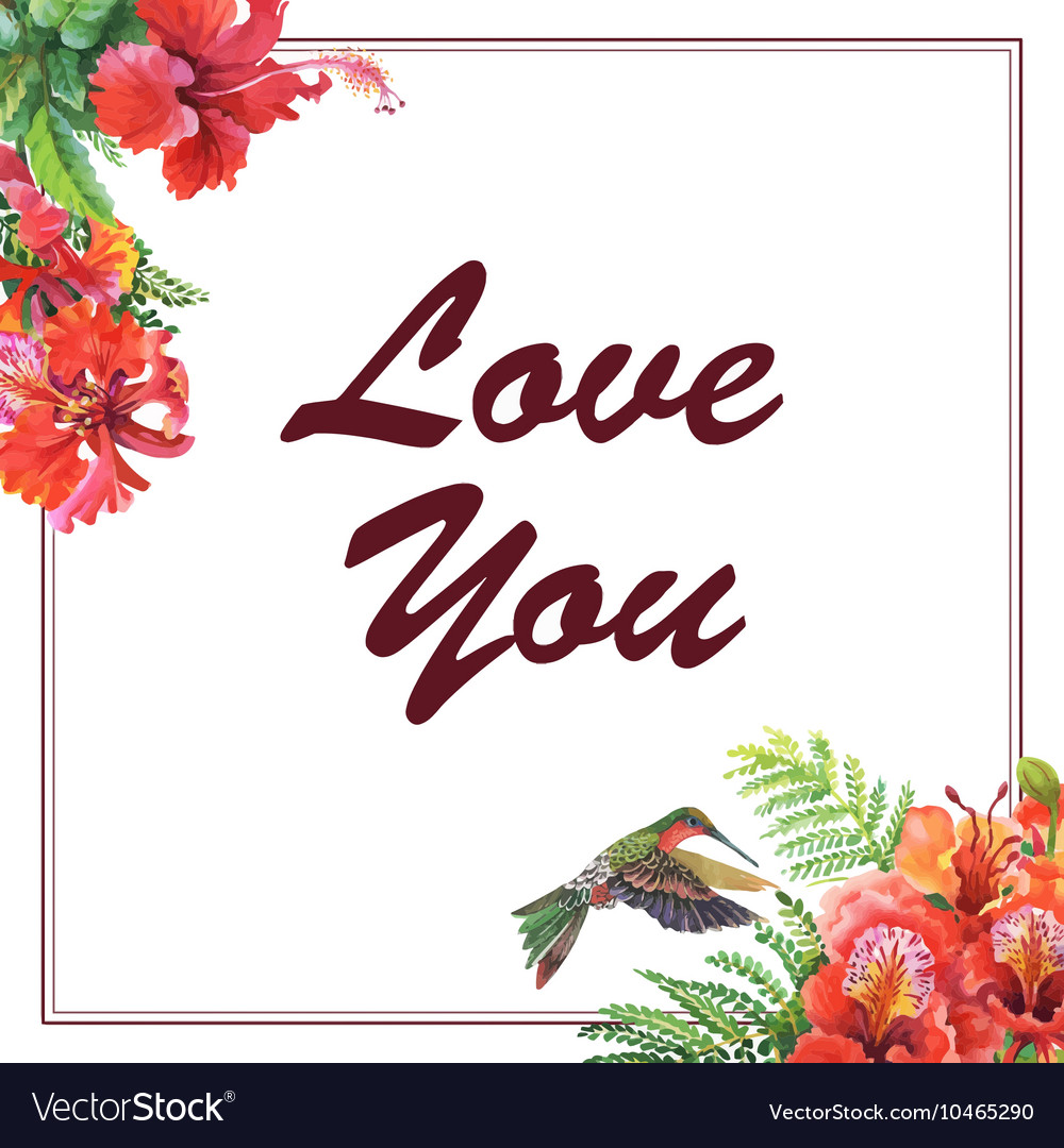 Wedding or birthday card floral frame watercolor