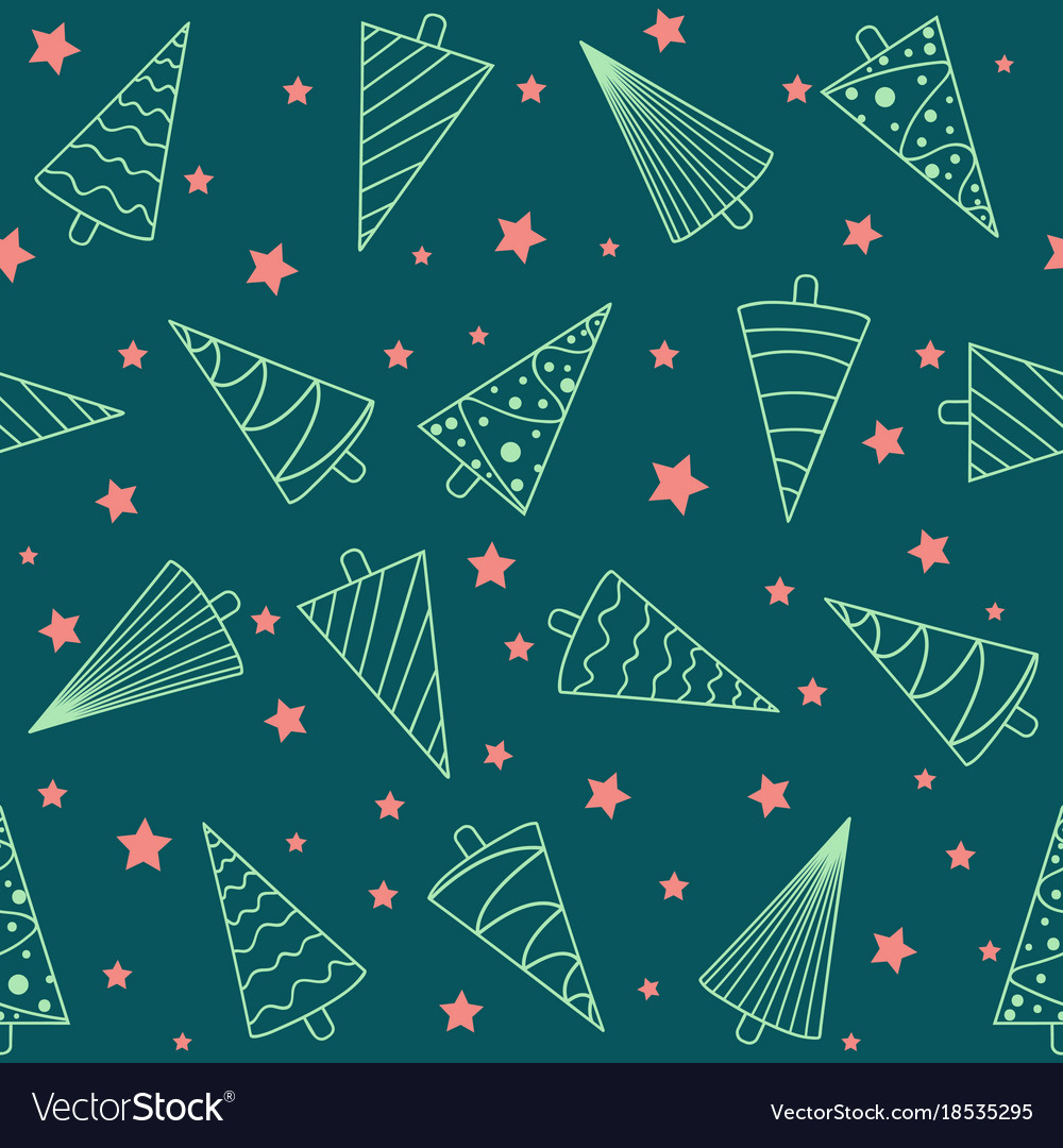 Christmas Trees and Stars Seamless Pattern