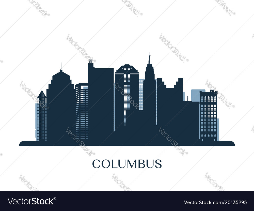 Columbus skyline monochrome silhouette Royalty Free Vector
