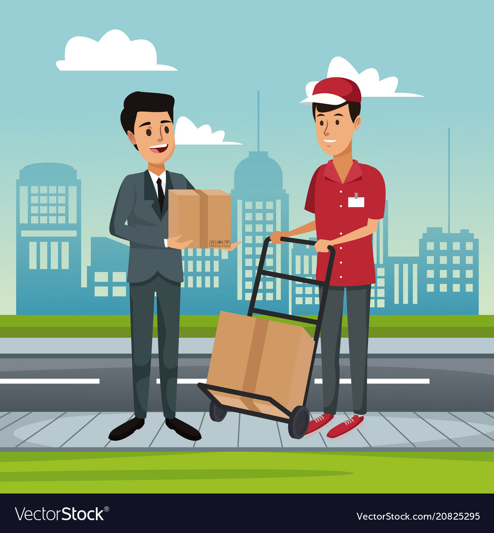 Delivery service at city Royalty Free Vector Image