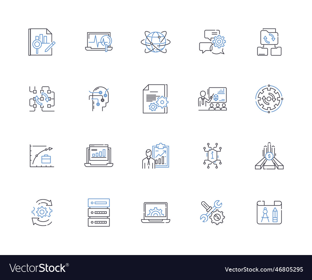 Digital graphics line icons collection vector image Digital graphics line icons collection
