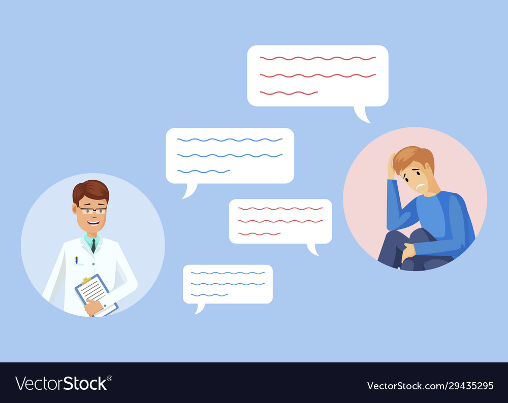 Doctor and patient characters in round-shaped