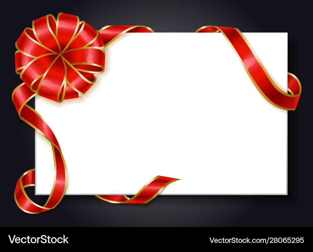Empty Banner With Ribbon Bow Swirl Custom Vector Image