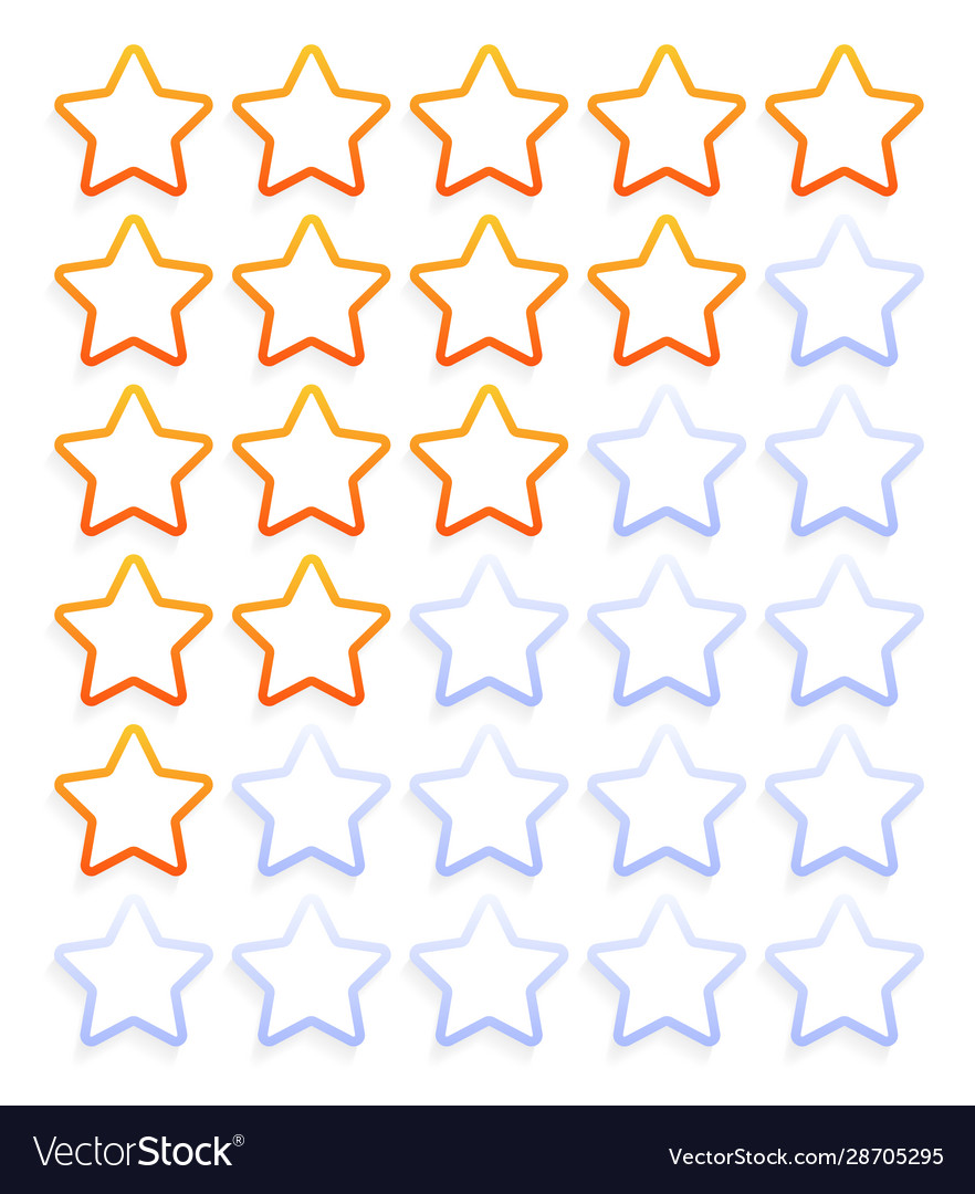 Five outline stars rating icon set stock simple