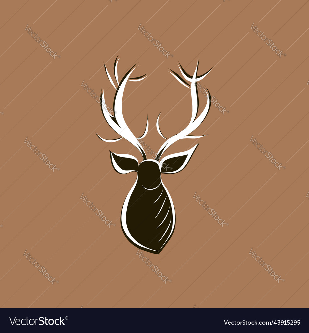 Hand drawing of reindeer head with big antlers