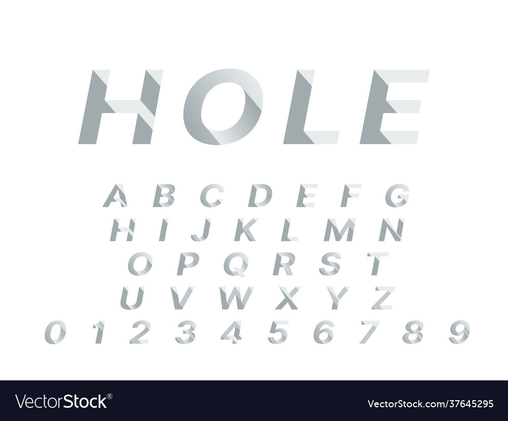 Hole Font 3D Deep Shadowed Typography Design Vector Image