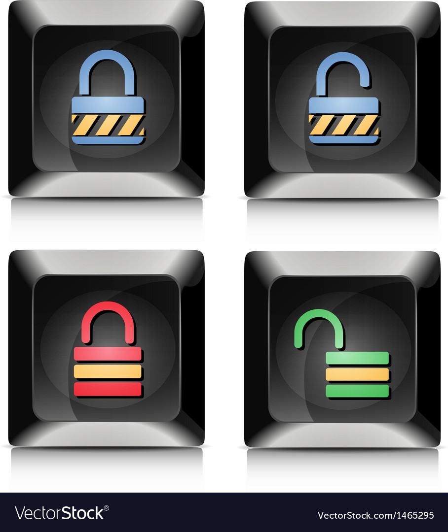 Lock unlock elegant black buttons