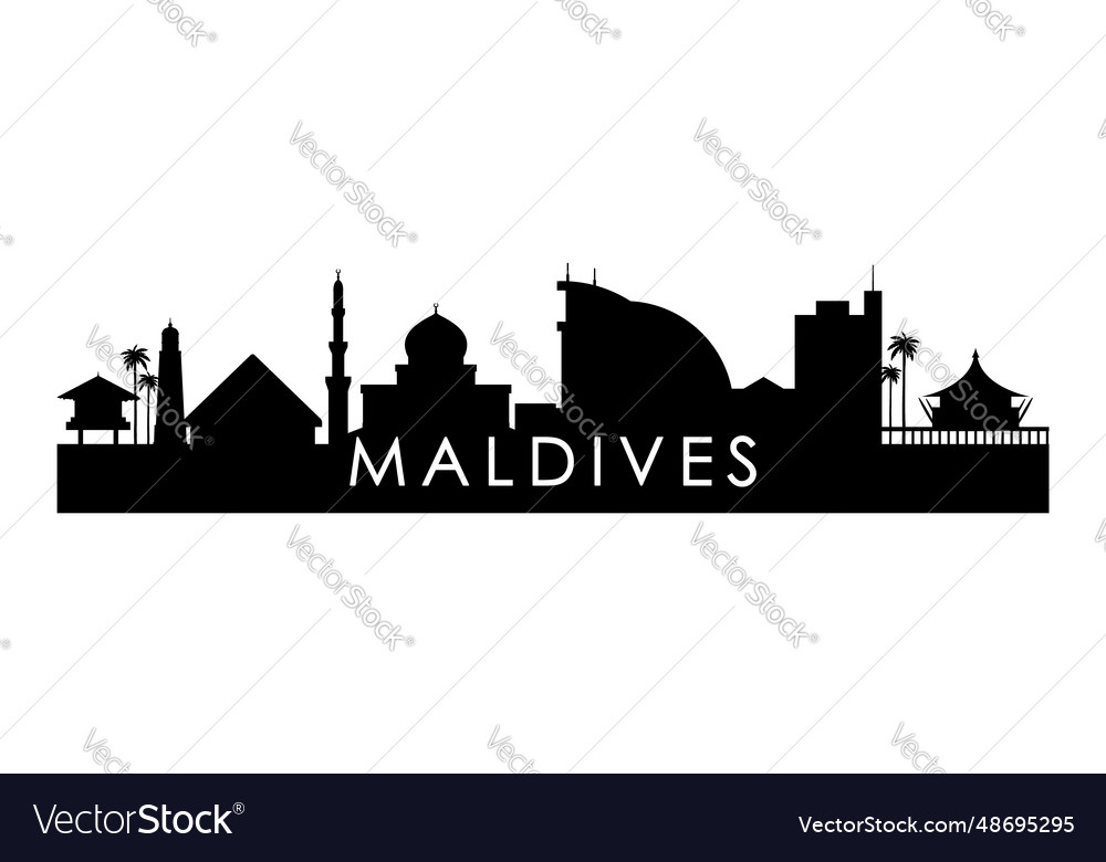 Malediven Skyline Silhouette schwarz Stadt vector image Malediven Skyline Silhouette schwarz Stadt