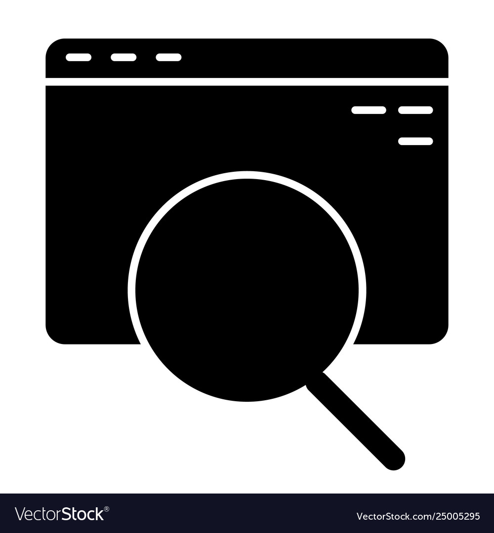 Search and computer browser solid icon vector image Search and computer browser solid icon