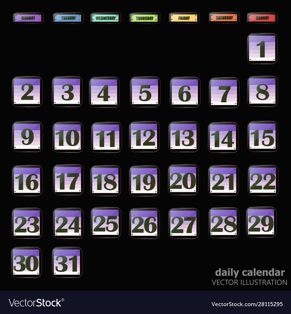 Set buttons with calendar dates for month