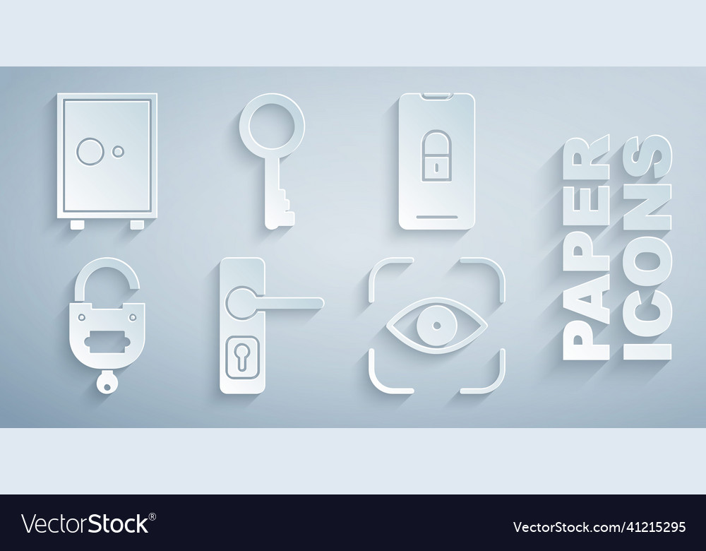 Set door handle mobile with closed padlock lock vector image Set door handle mobile with closed padlock lock