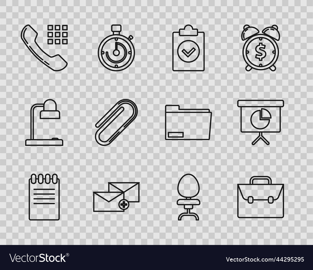 Set line notebook completed task envelope vector image Set line notebook completed task envelope