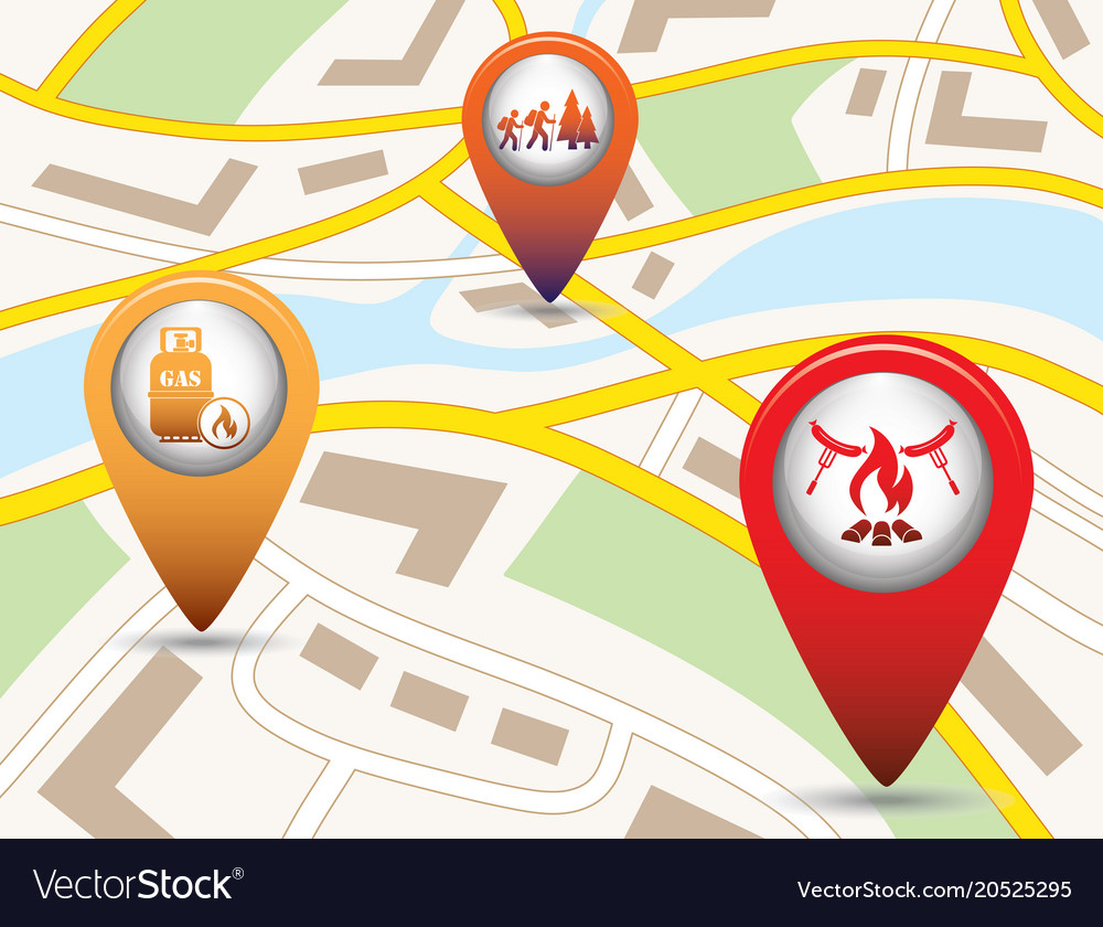 Set of tourism service map pointers