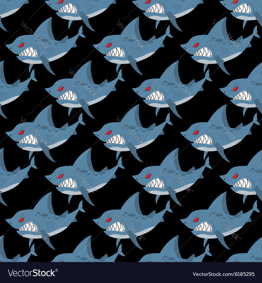 Shark seamless pattern many angry ferocious marine