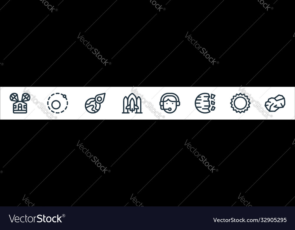 Space line icons linear set quality vector image Space line icons linear set quality