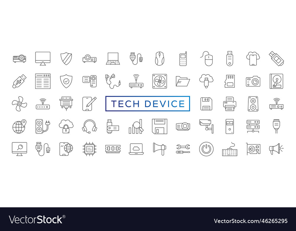 Tech device thin lines flat icon solid