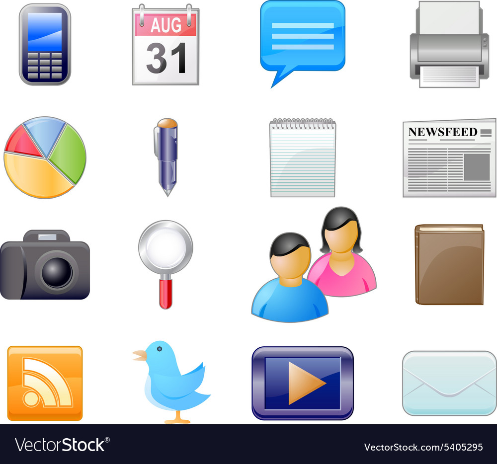 Technology and networking icon set