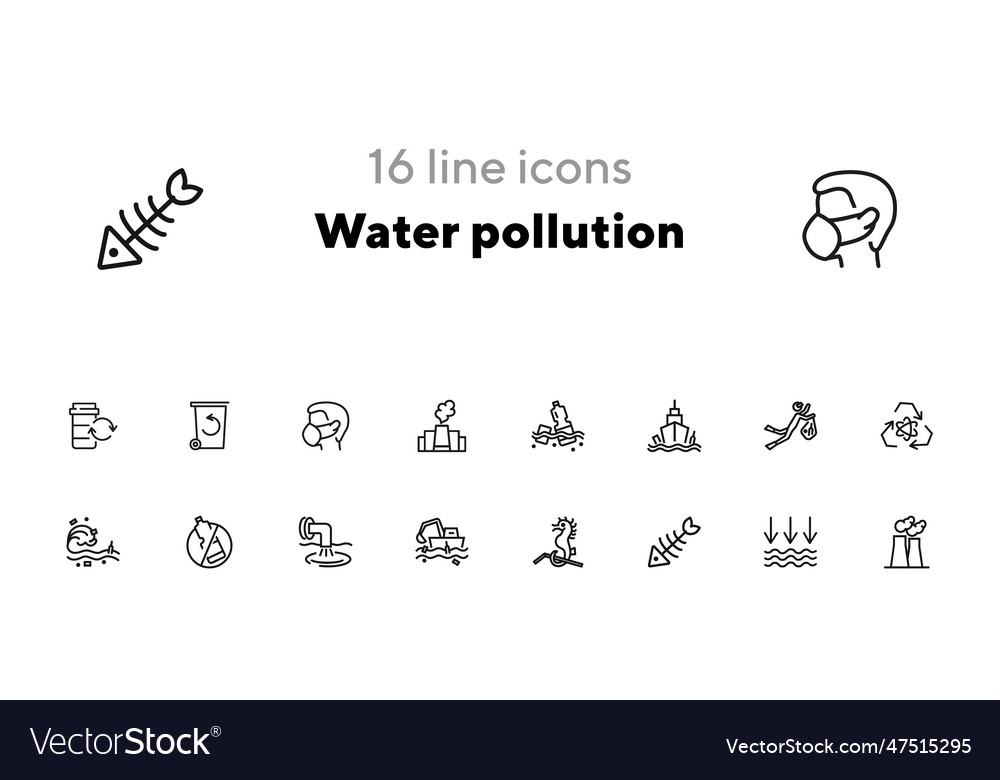 Water pollution icon set