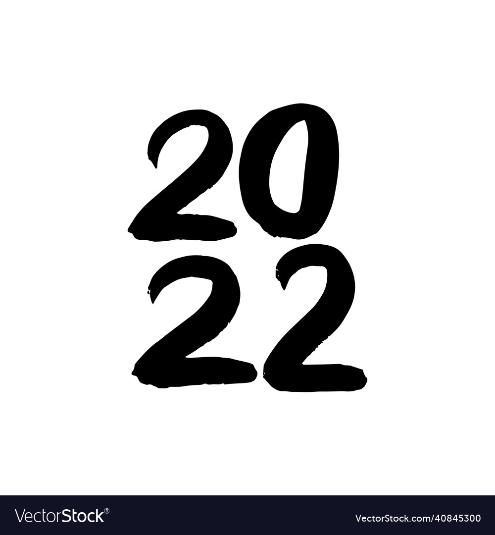 2022 year handwritten brush lettering Royalty Free Vector