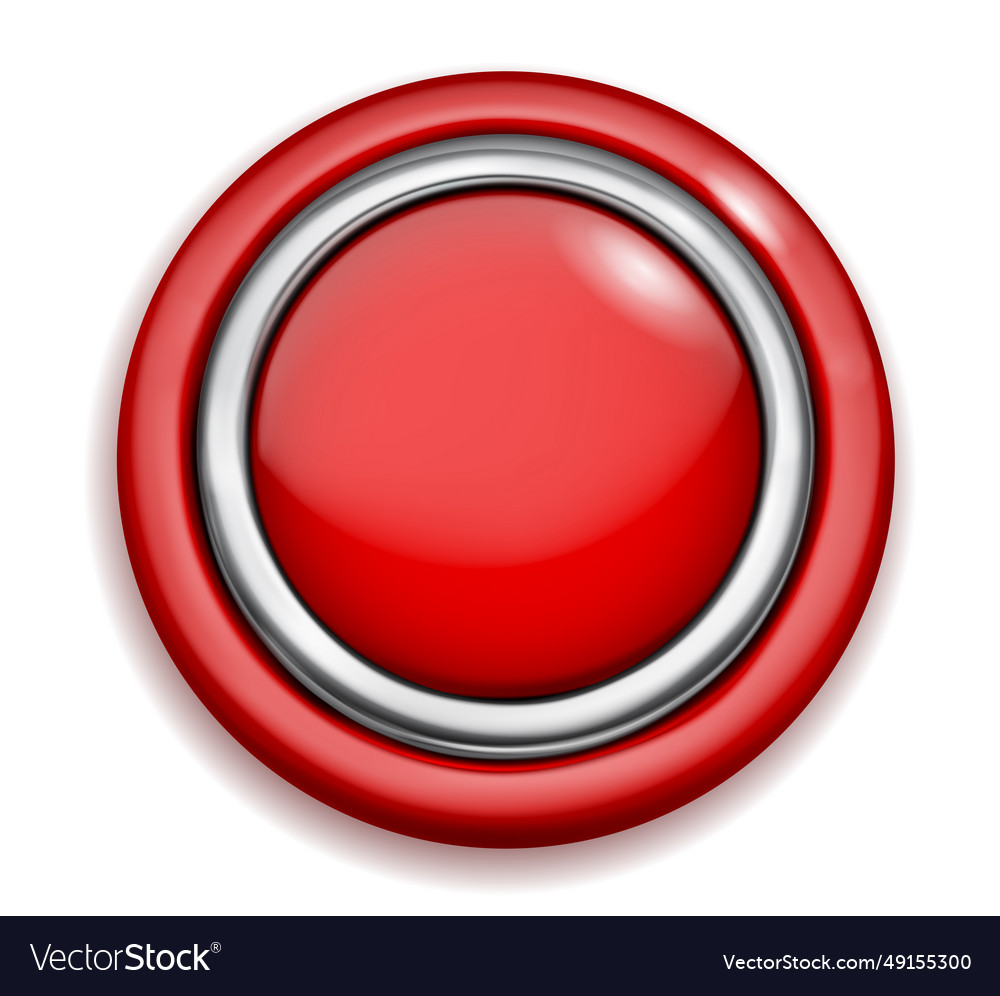 Big button with metallic and colored borders Vector Image