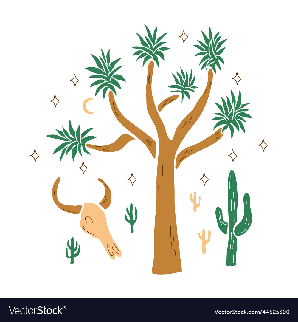 Desert hand drawn cartoon flat