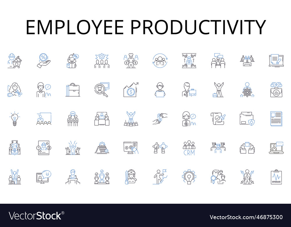 Employee productivity line icons collection