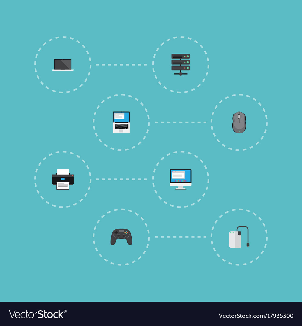 Flat icons datacenter printer display and other