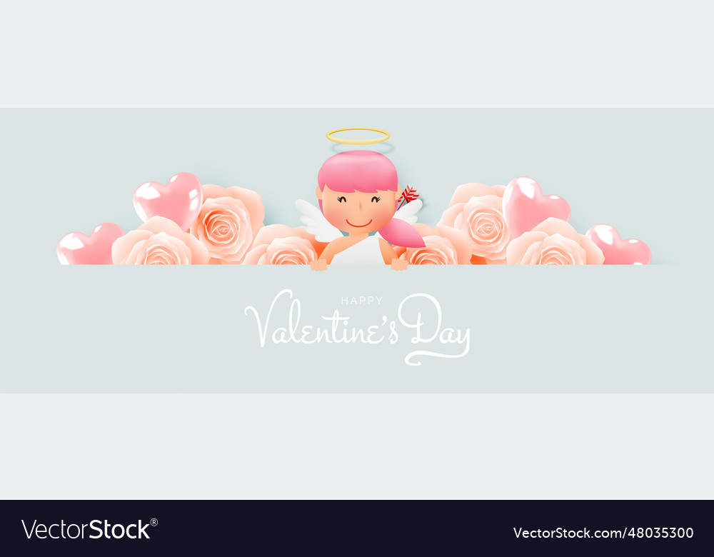 Happy valentines day with cute cupid