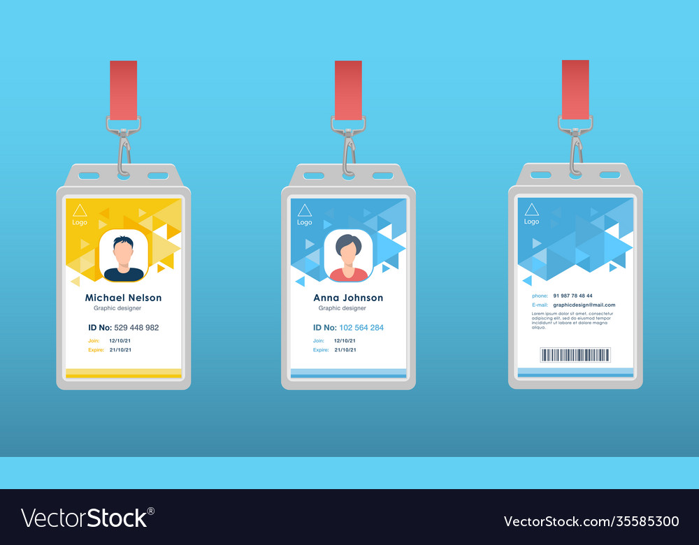 Id pass cards for event staff flat icon set Vector Image