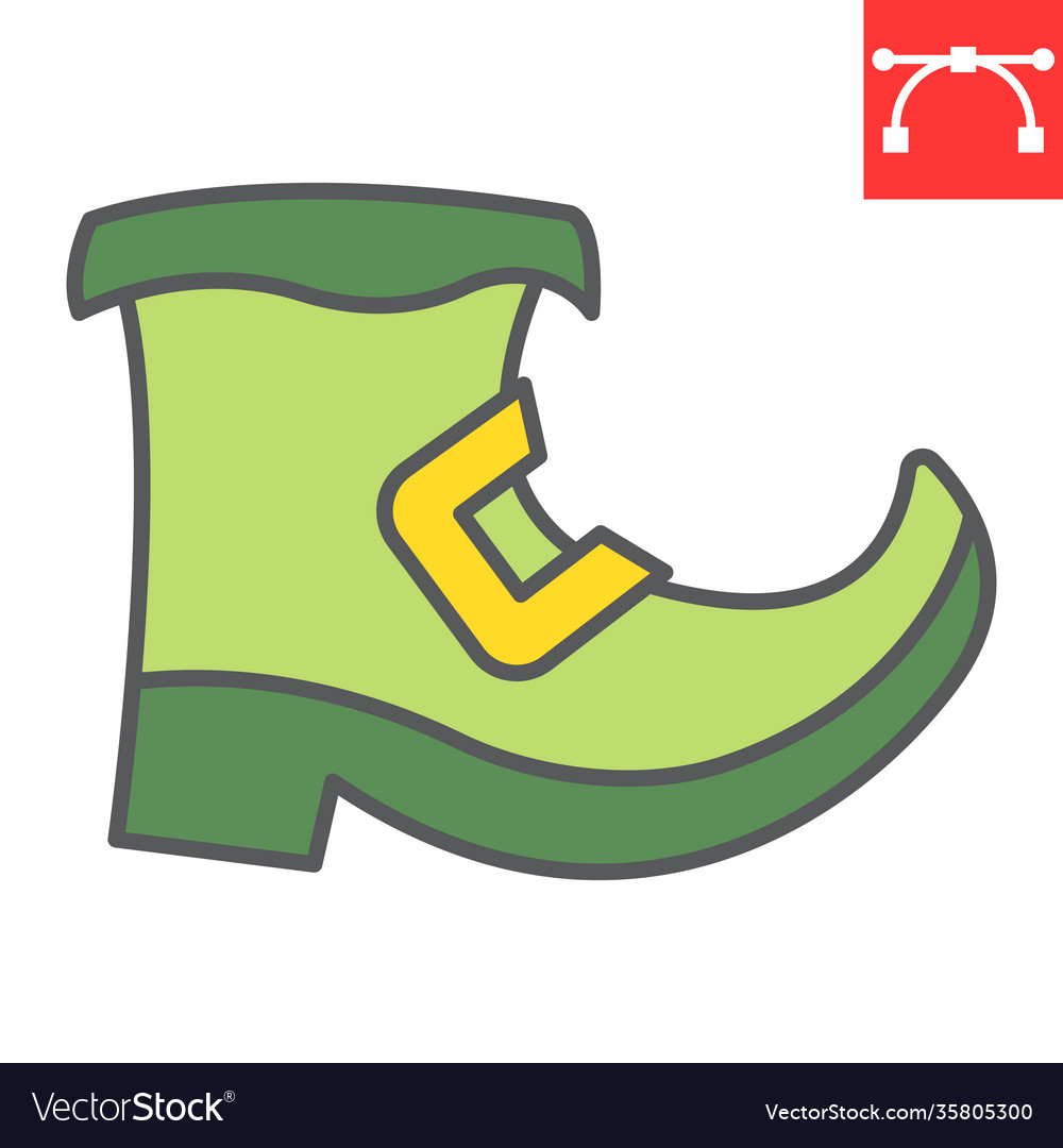 Leprechaun boot color line icon st patricks day