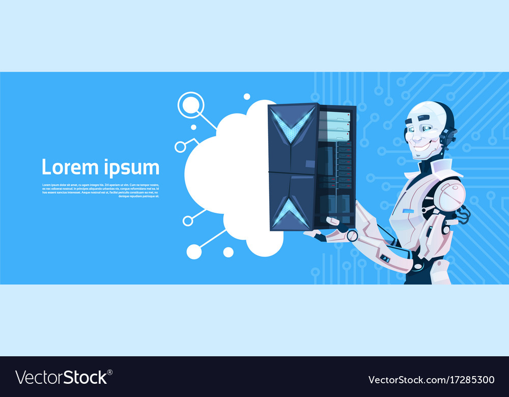 Modern robot hold cloud database server
