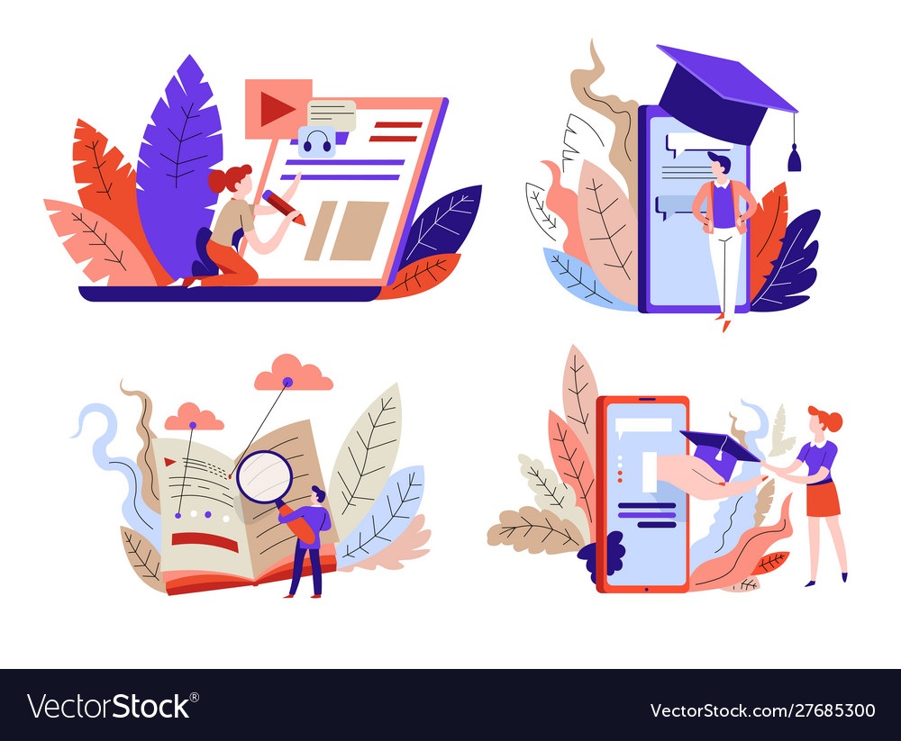 Online education or distant learning through Vector Image