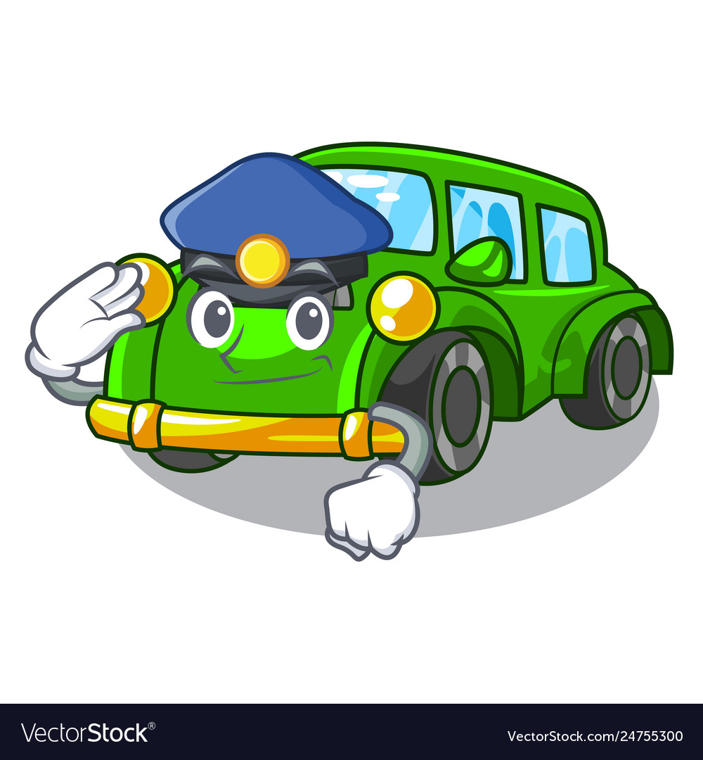 Police classic car isolated in cartoon