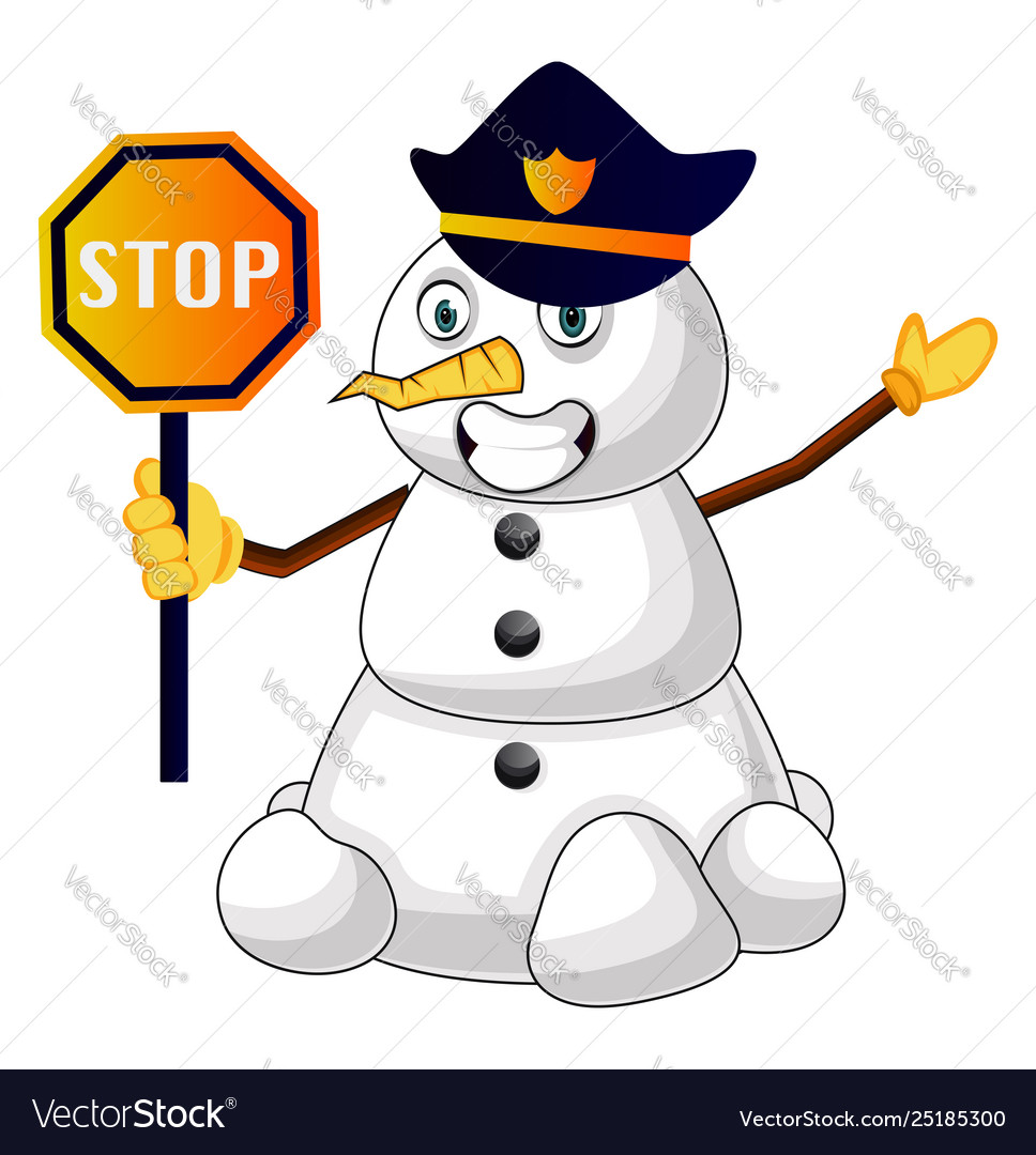 Police snowman on white background