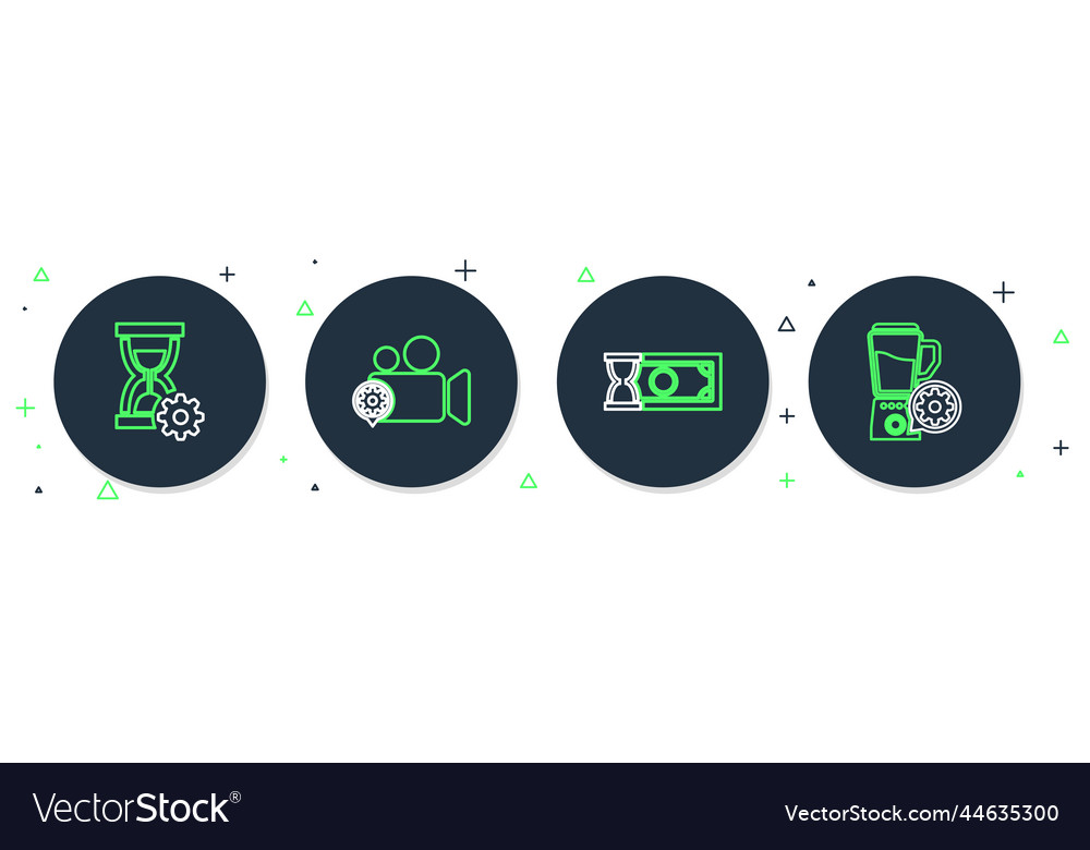 Set line video camera setting fast payments vector image Set line video camera setting fast payments