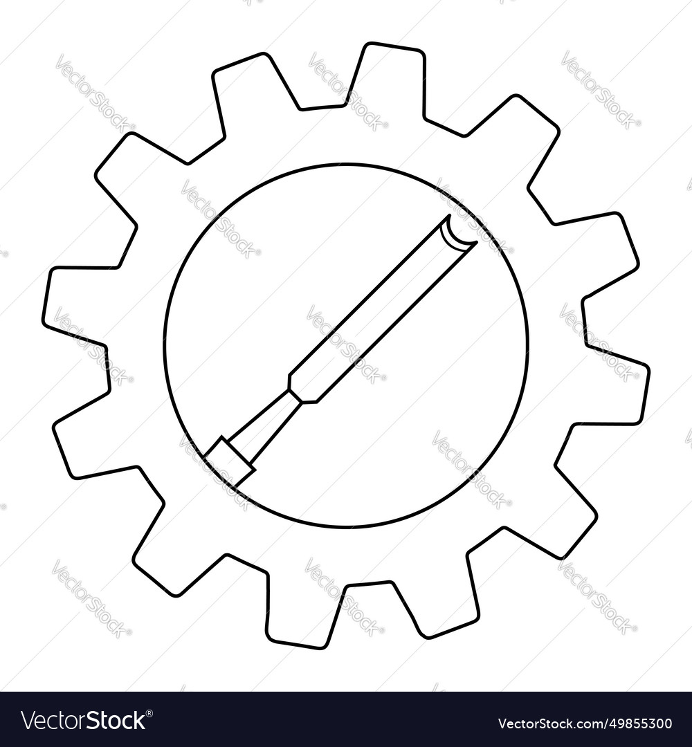Simple of chisel icon in gear for app or web vector image Simple of chisel icon in gear for app or web