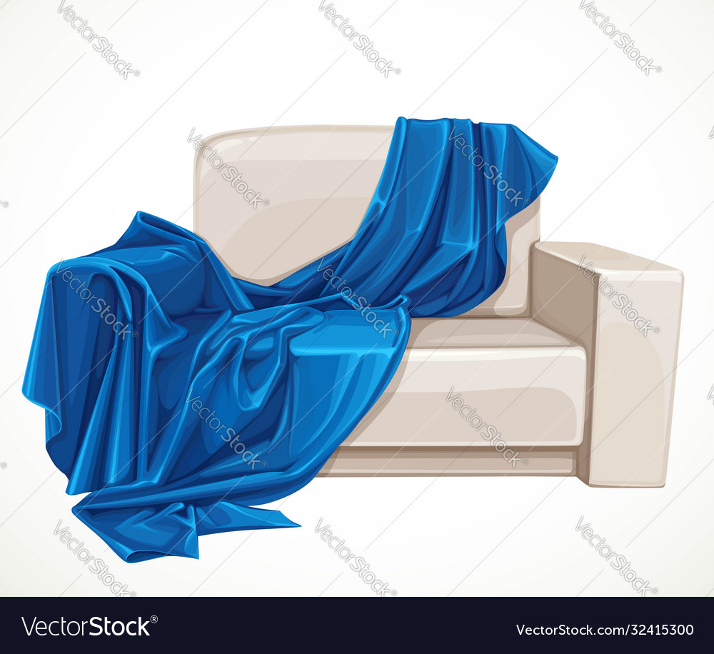 Small couch for two beige leather trimmed draped vector image Small couch for two beige leather trimmed draped