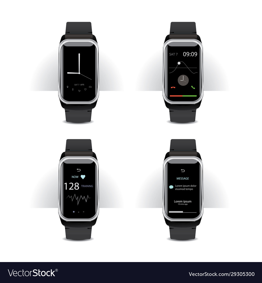 Smart watch with digital display set illust