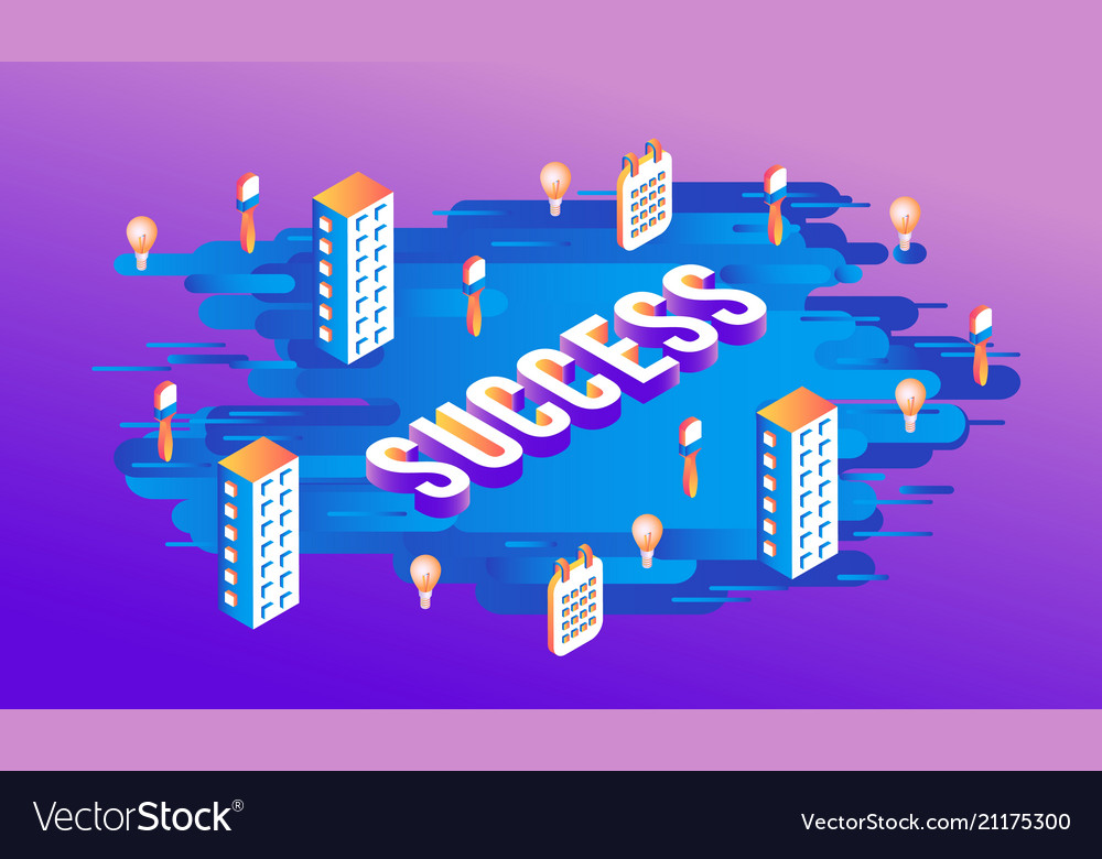 Success isometric text design with letters