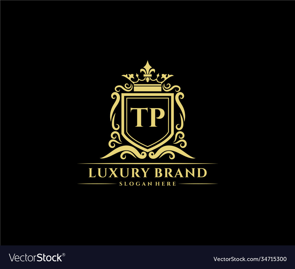 Tp initial letter gold calligraphic feminine Vector Image