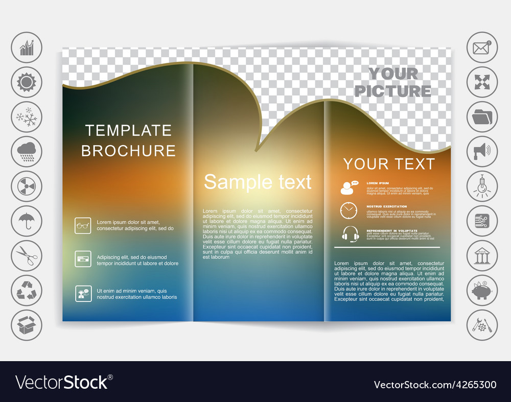 tri fold brochure mock up design blur background tri fold background
