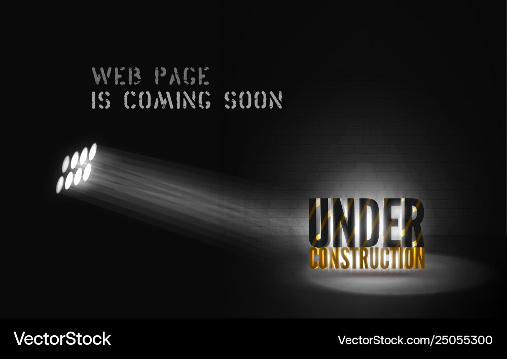 Under Construction Alert In Mystic Floodlight On Vector Image