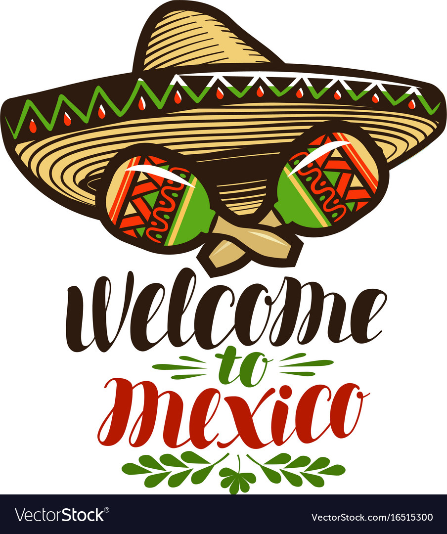 welcome-to-mexico-banner-sombrero-and-maracas-vector-image