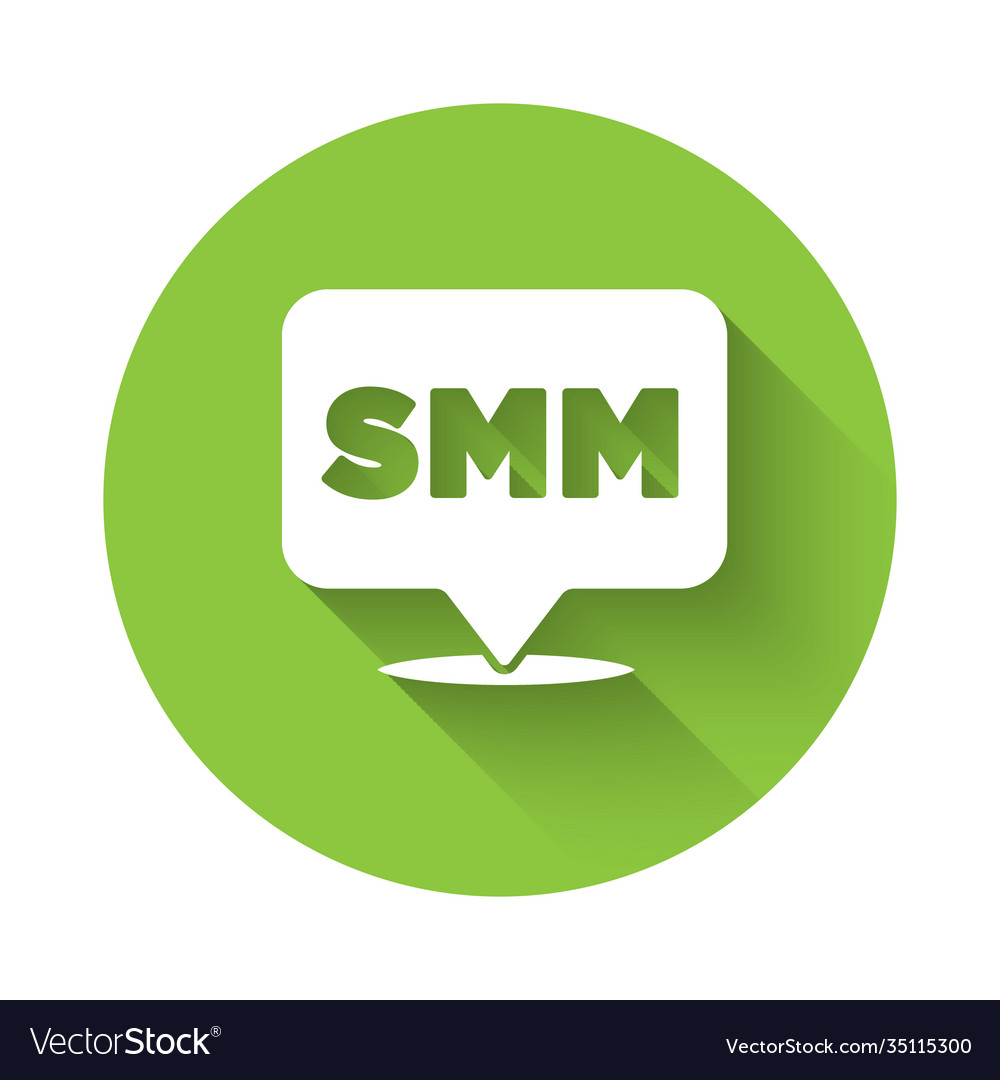 White smm icon isolated with long shadow social Vector Image